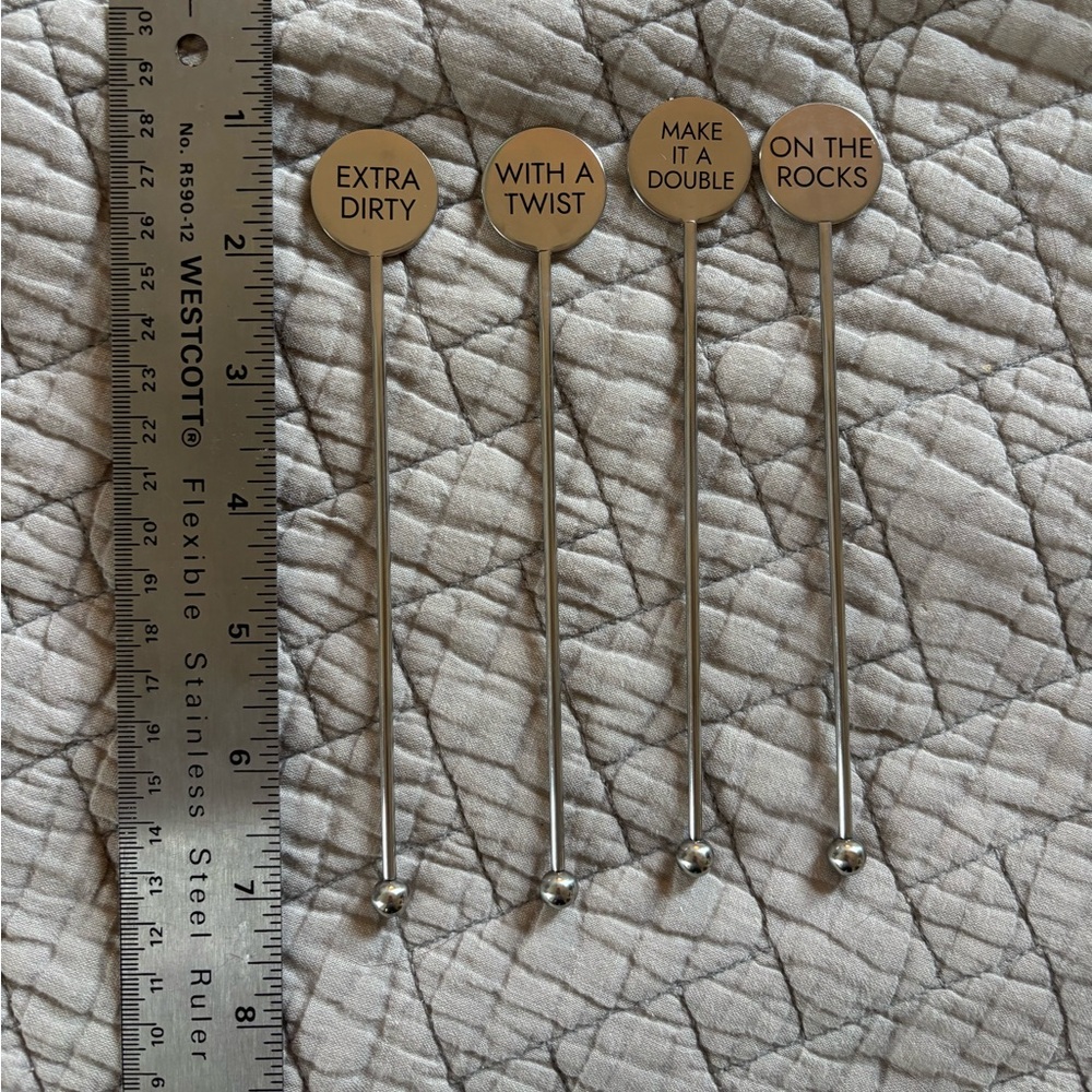 Set of 4 Stainless Steel Cocktail Sticks
